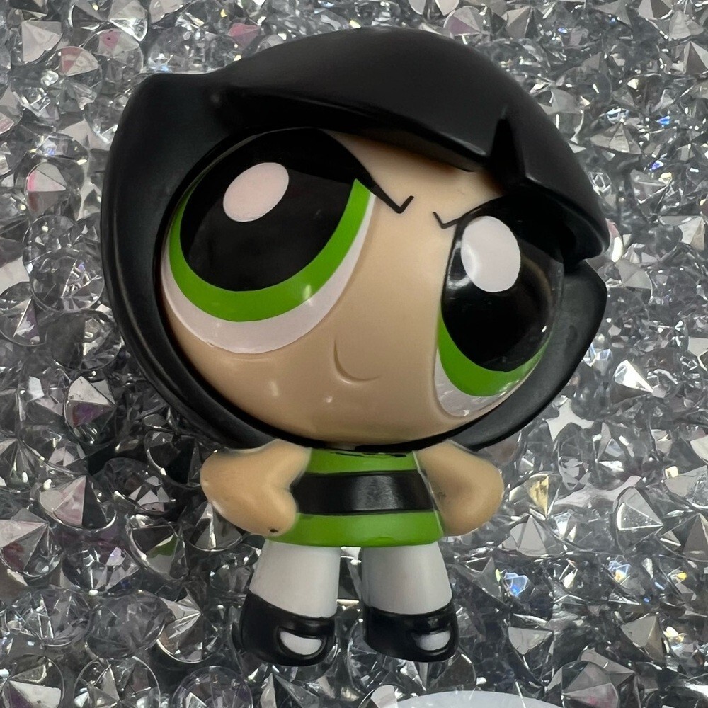 Cartoon Network power puff girls Black Figure with Neon Green Skull Accent